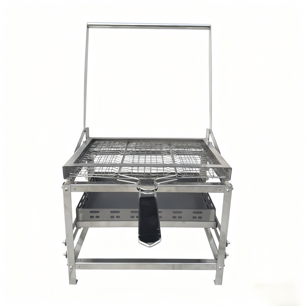 Adjustable 360° Rotating Charcoal BBQ Grill, Portable Stainless Steel Outdoor Camping Grill