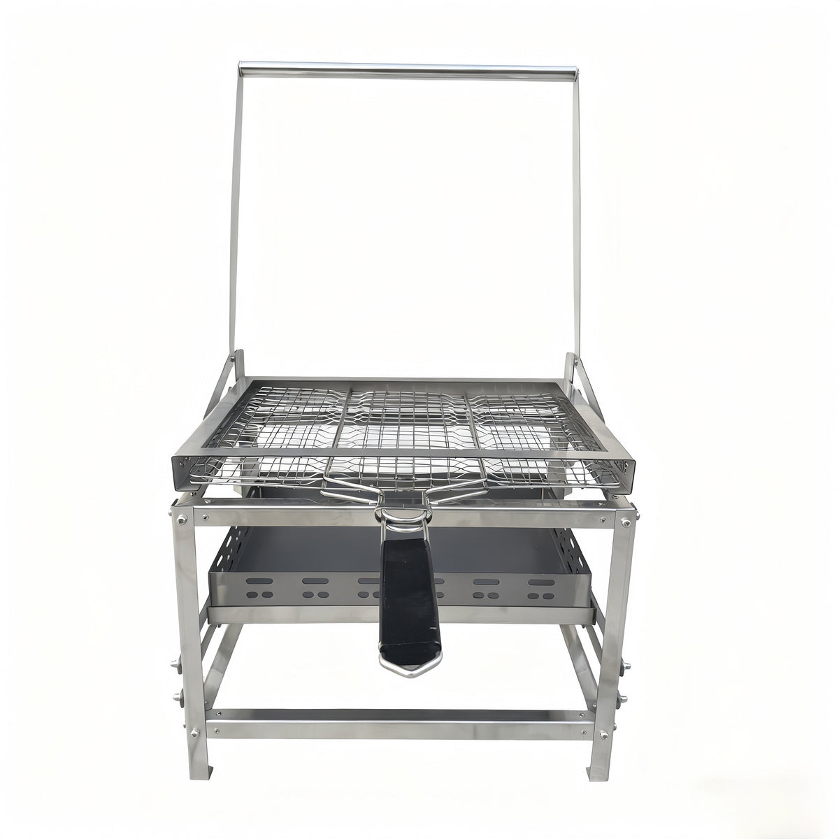Adjustable 360° Rotating Charcoal BBQ Grill, Portable Stainless Steel Outdoor Camping Grill