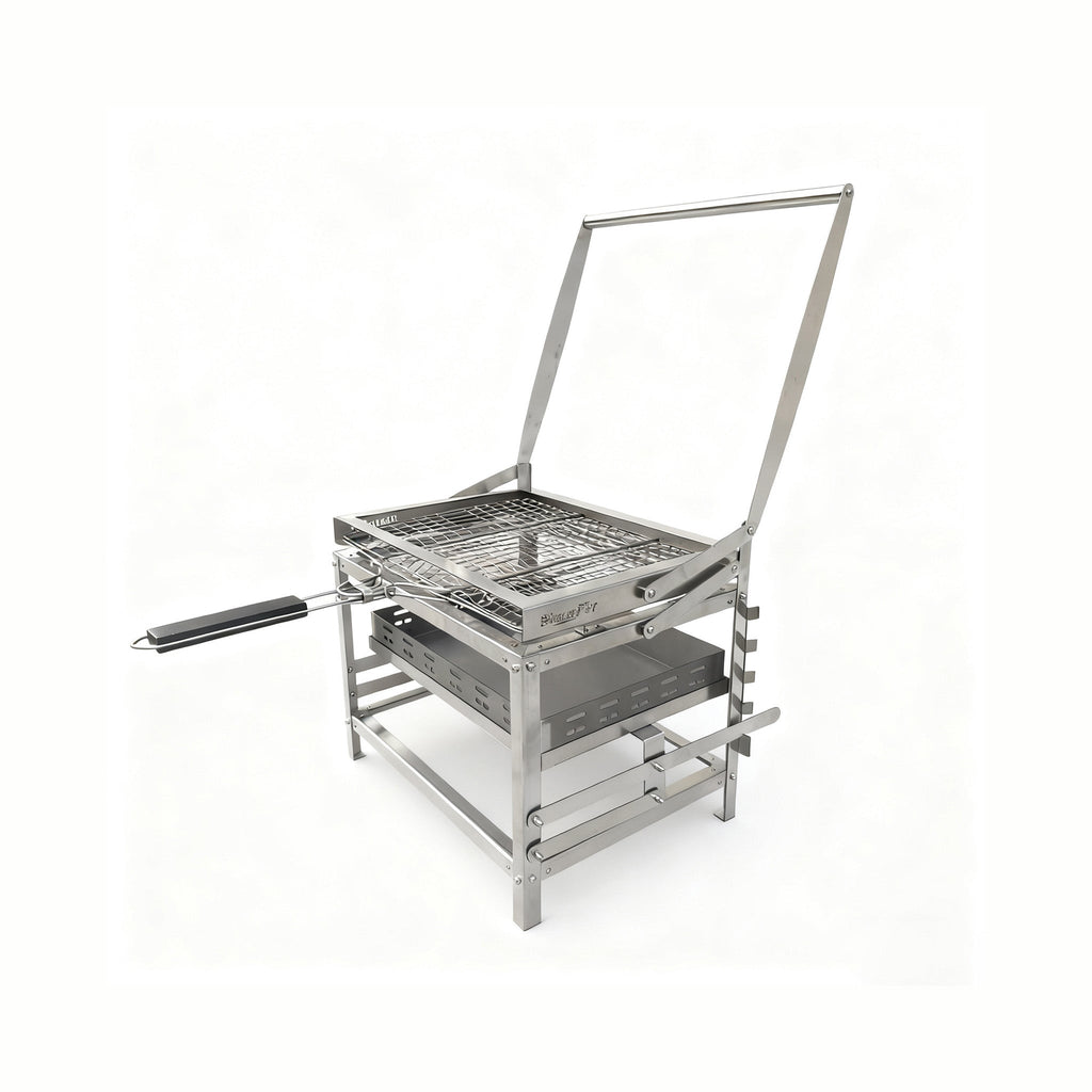 Adjustable 360° Rotating Charcoal BBQ Grill, Portable Stainless Steel Outdoor Camping Grill
