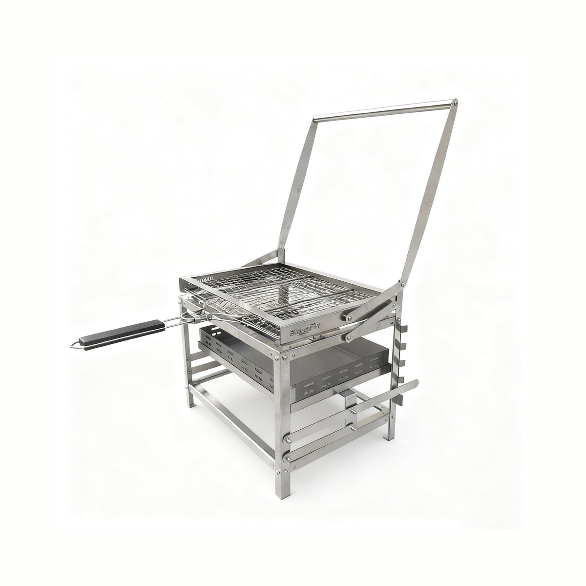 Adjustable 360° Rotating Charcoal BBQ Grill, Portable Stainless Steel Outdoor Camping Grill