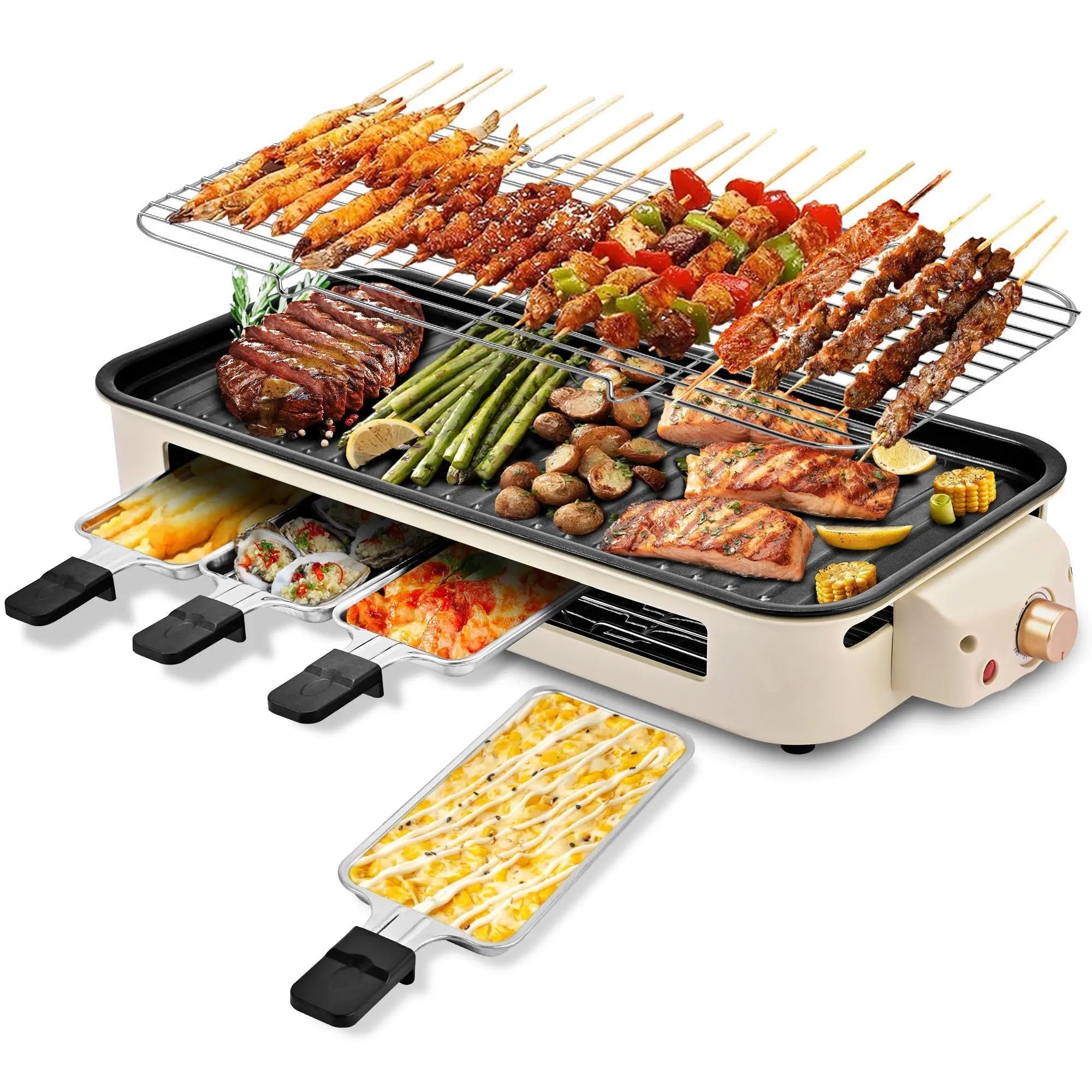 1800W 2‑in‑1 Electric Indoor Smokeless Grill & Pan, Non‑Stick Removabl